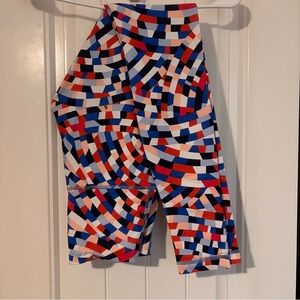 Lululemon Athletica Red and Blue Leggings with Geometric Design